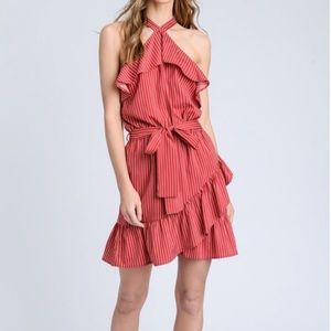 Storia ruffle halter dress